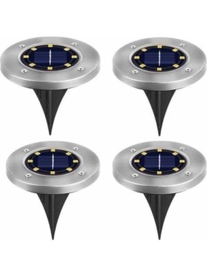 CetKing Adet 8 Led’li Gömme Solar Güneş Enerjili Zemin Yol Bahçe Aydınlatma Spot Lambası Su Geçirmez Sarı Işık