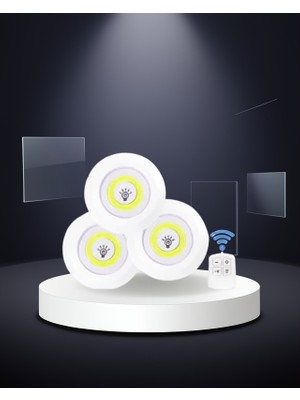 Teknodayım Kablosuz LED Spot Lamba Seti 3'lü Mutfak Banyo Dolap Içi