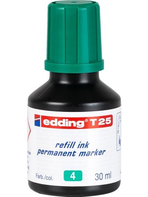 TeknoKapsül Edding T 25 Permanent Yedek Mürekkep - Kalıcı Mürekkep - Yeşil - 25 ml