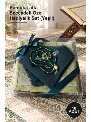 Yenilig 10 Adet Pamuk Tafta Seccadeli Özel Hediyelik Set (Yeşil)