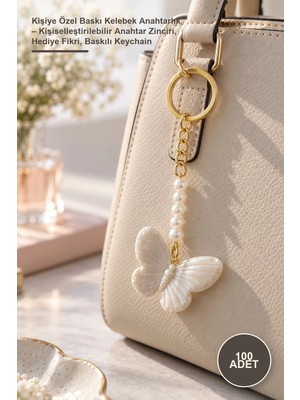 Yenilig 100 Adet Kişiye Özel Baskı Kelebek Anahtarlık – Kişiselleştirilebilir Anahtar Zinciri, Hediye Fikri, Baskılı Keychain