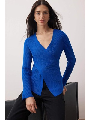 TeknoKapsül SAKS*001 Fitted/vücuda Oturan Kruvaze Ince Triko Kazak TWOAW26KZ00178