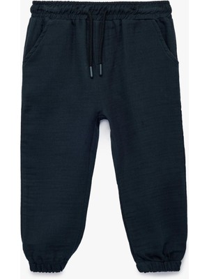 Die Grup Pamuklu Beli Bağcıklı Müslin Kumaş Basic Jogger Pantolon