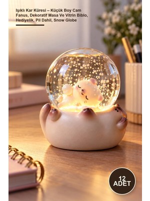 Yenilig 12 Adet Işıklı Kar Küresi – Küçük Boy Cam Fanus, Dekoratif Masa ve Vitrin Biblo, Hediyelik, Pil Dahil, Snow Globe