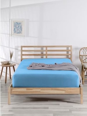 aklow akyoleticaret The Berb |%100 Pamuklu | Tek/çift Kişilik Lastikli Penye Çarşaf | Fitted Jersey (Bebek Mavisi, 140X200)