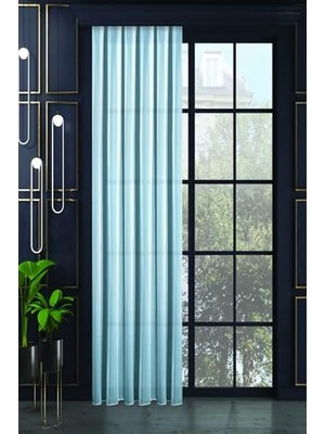 aklow akyoleticaret Pırıltı Tül Perde Yüksek Kaliteli Pileli Dikim Tül Perde,mavi 100 x 260