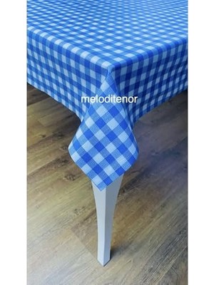 aklow akyoleticaret Elyaf Astarlı Kaymaz Silinebilir Mavi Pötikare Pvc Muşamba Masa Örtüsü Mavi 100 x 140
