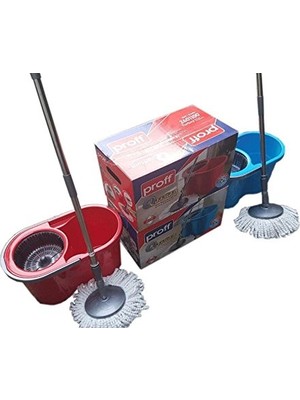 aklow akyoleticaret Komple Set 360° Spin Mop Yer Sileceği Proff Paspas Zemin Temizleyici Kova Sıkma Başlıklı (Kırmızı)