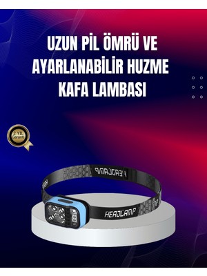 Str Store Süper Parlak LED Kafa Feneri 3 Renk 53 Mod Type C Şarjlı