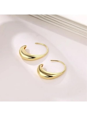 Astraltech Çelik Pirinç Halka C Küpe Gold -Günlük ve Spor Tarz-2.5 cm Boyut Bezoss