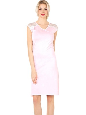 Guguk Store Dantel Omuzlu Penye Gecelik,toz Pembe S