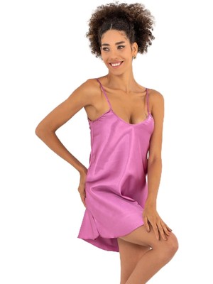 Guguk Store Ince Askılı Mini Saten Gecelik,gül Kurusu Xl/2xl