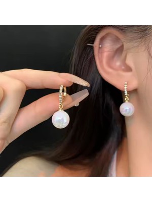 Astraltech Şık ve Minimalist Gold 12 mm Inci Küpe – Kararma Yapmaz, Zirkon Detaylı Çelik Küpe Bezoss