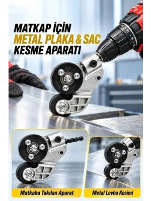 Hace Bazaar Matkap Ucuna Takılabilen Metal Sac Kesme Aparatı Şarjlı ve Elektrikli Matkap Uyumlu Pratik Kesim Aleti