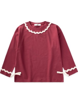 Cigit Mevsimlik Kız Çocuk T-Shirt 2-8 Yaş Bordo