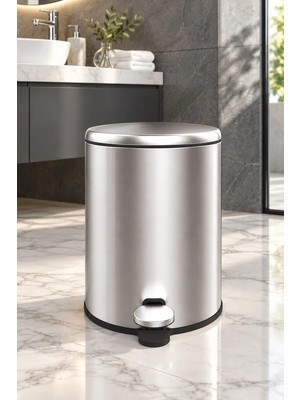 Primanova Cigo Saten Pedallı Çöp Kovası 6 LT Mat Metal M-E41-30-06