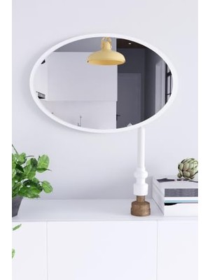 Bomii Ayna Oval Beyaz Antre Hol Koridor Salon Mutfak Banyo Wc Makyaj, 52X70