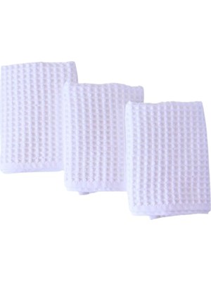 Bomii Püskül Lüks 3-Adet Waffle El Havlusu Seti, Büyük 40X80 cm