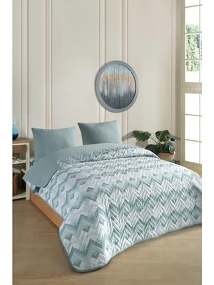 Bomii Çift Kişilik Desenli Kapitone Çift Taraflı Renkli Pike Yatak Örtüsü Takımı 200X230 cm (Çarşafsız) (Yeşil)