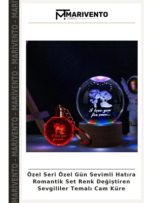 Marivento Özel Seri Özel Gün Sevimli Hatıra Romantik Set Renk Değiştiren Sevgililer Temalı Cam Küre