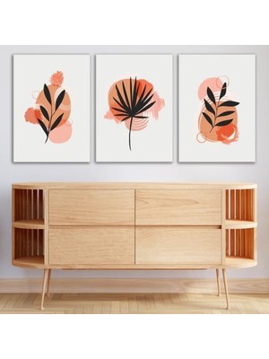 Ceylan Adam 3'lü Bohem Kanvas Tablo Seti 17 - Modern Boho Duvar Dekoru - Modern Çizgili Tasarım 3 Parça Tablo, 25X35 cm