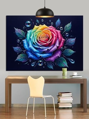 Ceylan Adam Gökkuşağı Gülü Soyut Sanat Dekoratif Kanvas - Mdf Ahşap Tablo
