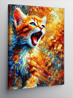 Ceylan Adam Kanvas Tablo Soyut Renkli Kedi, 50 x 70