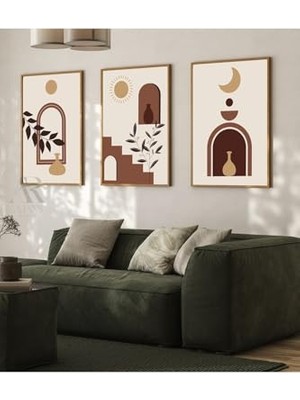Ceylan Adam Güneşin Izinde Soyut Çerçeve Görünümlü 3'lü Mdf Tablo 40 x 60