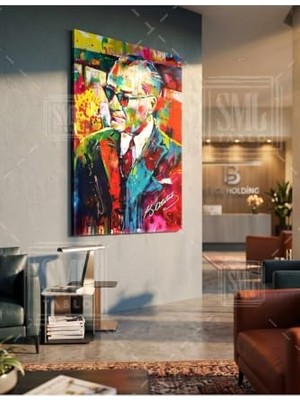 Ceylan Adam Mustafa Kemal Atatürk Portresi Kanvas Tablo, 80 x 120 Cm, Soyut Sanat, Yağlı Boya Efektli