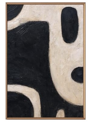 Ceylan Adam Muyika Duvar Tablosu 50X70 cm Ahşap Çerçeveli Wabi Sabi Soyut Tablo, Siyah Beyaz Dokulu Modern Dekoratif Poster, Minimalist Salon Yatak Odası Ofis Duvar Dekoru