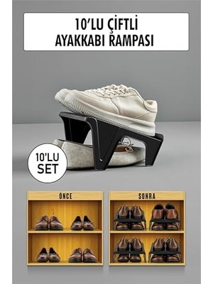 Ceylan Adam 10 Lu Set Çiftli Ayakkabı Rampası & Ayakkabılık Düzenleyici & Organizer