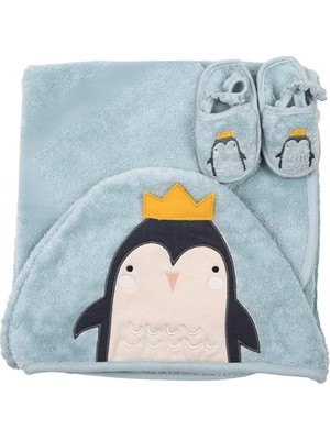 Ceylan Adam Penguen Bebek Havlu Kundak Yenidoğan Banyo Seti (Turkuaz)