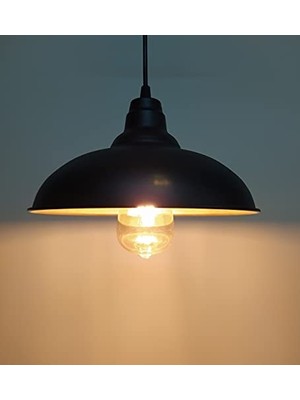 Trendexa Rsylight Retro Metal Sarkıt Avize Rustik Tekli Sarkıt Siyah Içi Siyah Siyah RT8010150
