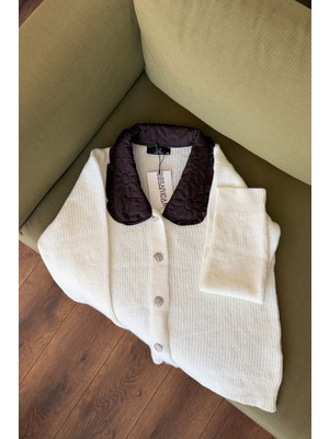 Qu Style Bebe Yaka Hırka - Krem