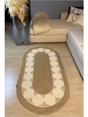 Trendexa Cookie Jüt Hasırlı El Örgüsü Kilim Hasırkrem 80 x 250