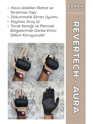 Trendexa Revertech Aura Krem - Dokunmatik Ekran Uyumlu Erkek Motosiklet Eldiveni