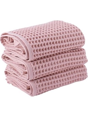 Trendexa Püskül Lüks 3-Adet Waffle El Havlusu Seti, Büyük 40X80 cm