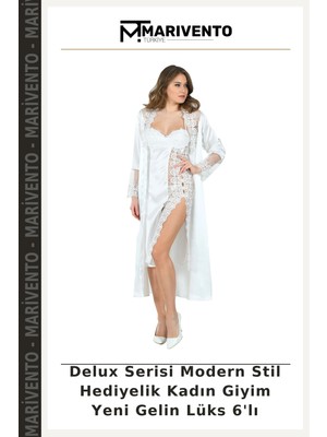 Marivento Delux Serisi Modern Stil Hediyelik Kadın Giyim Yeni Gelin Lüks 6'lı