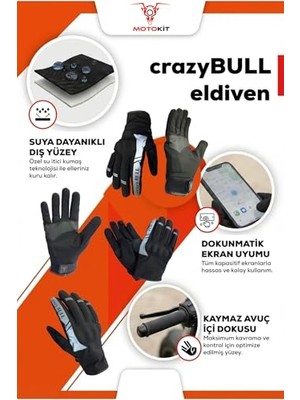 Trendexa Crazybull Eagle Gri 4 Mevsim Kadın Motosiklet Eldiveni + Buff Hediyeli