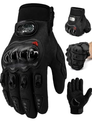 Trendexa M Beden Korumalı Motosiklet Eldiveni Unisex Bisiklet Motorcu Eldiveni Siyah 113