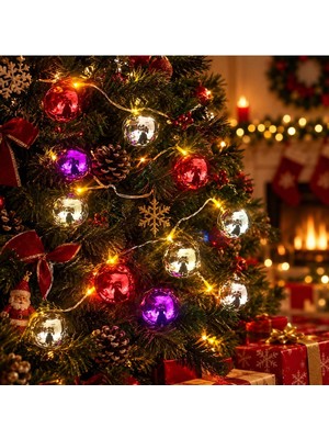 Eser Ticarett 2 Metre 10 LED Pilli 2 Kademeli Parlak Top LED Yılbaşı Ağacı Süsü Mz-3 - Noel Ağacı Süsü