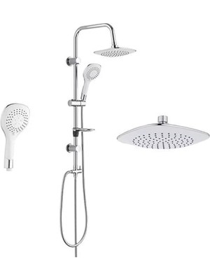 Mey İthalat Krom Tepe Yağmurlama Duş Seti (Banyo Bataryası Dahil Değildir) (Bianco Duş Seti)