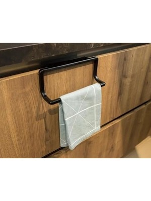 Mey İthalat Towel Hanger Dolap Kapağına Asılabilen Havluluk, Havlu Askısı Siyah