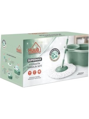Mey İthalat Huub Supermax Otomatik Temizlik Seti, 360° Döner Başlık, Mikrofiber Paspas, Ekstra Dayanıklı, Ultra Emiş Gücü, Pedalsız