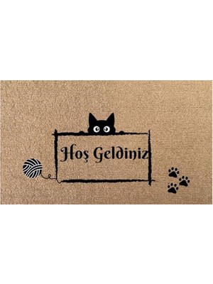 Mey İthalat Kaymaz Tabanlı Velür Coco Kapı Paspası 45X75 cm Kalın