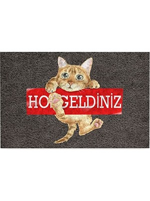Mey İthalat Kedi Köpek Komik Tasarımlı Dekoratif Kapı Önü Paspas, Dış Mekan/ev Içi/banyo/mutfak/yatak Odası/giriş Paspasları (Hoşgeldiniz Kedi, 40X60)