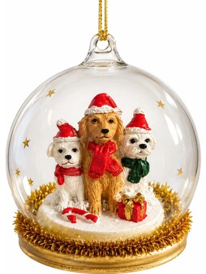 BRANDSMITHS Christmas Pups Cam Kubbe Yılbaşı Ağacı Süsü