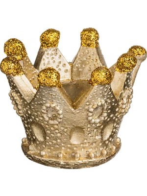 BRANDSMITHS Golden Crown Glitter 3D Dekoratif Yılbaşı Mumu