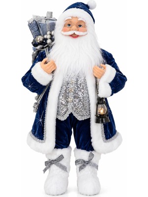 BRANDSMITHS Midnight Silver Santa Dekoratif Noel Baba 60 cm
