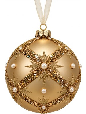 BRANDSMITHS Golden Pearl Royale Yılbaşı Ağaç Süsü - 12 cm